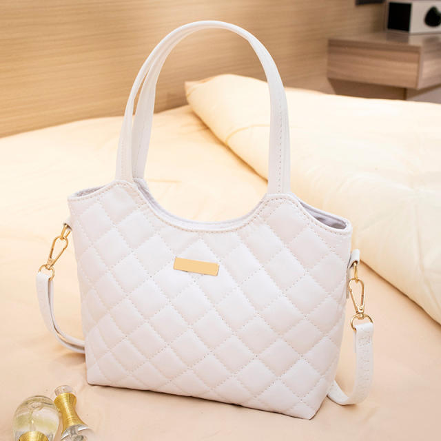 Classic quilted PU leather small tote bag crossbody bag