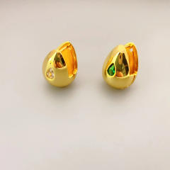 Chunky 18KG teardrop shape copper huggie earrings