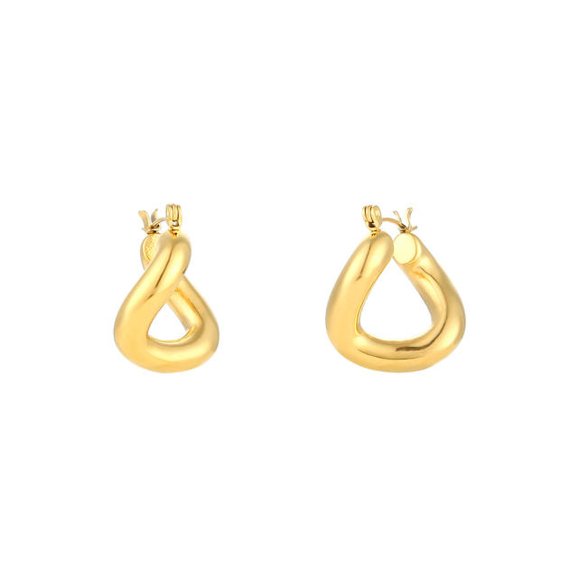Hiphop chunky stainless steel open hoop earrings