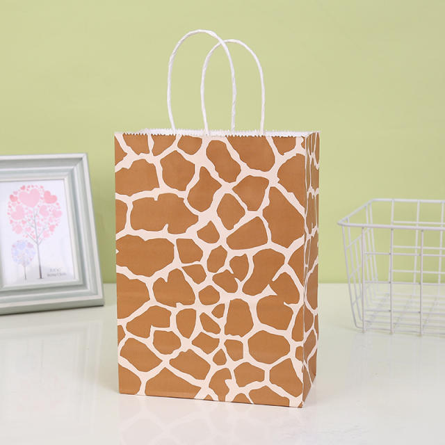 Creative cute safari them animal pattern kraft paper bag