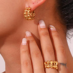 Chunky 18KG braid chain stainless steel earrings