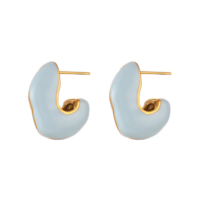 Fashion color enamel chunky stainless steel studs earrings