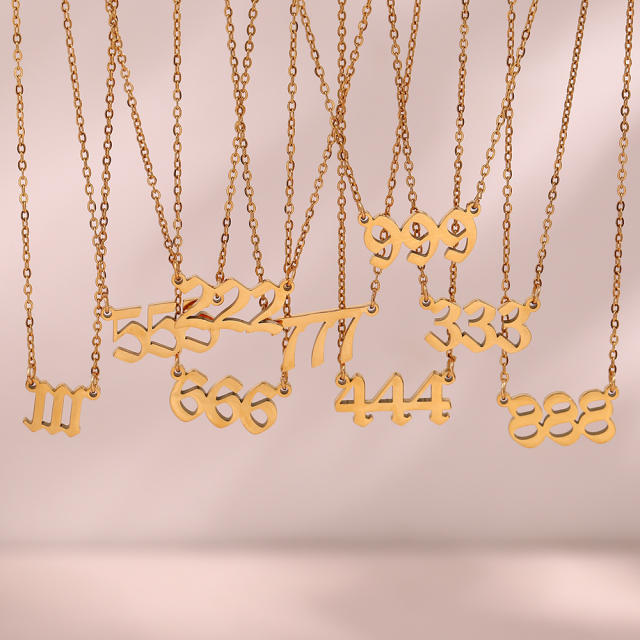 Vintage angel number stainelss steel dainty necklace