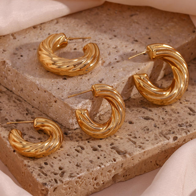 18KG chunky open hoop stainless steel earrings