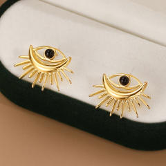 Vintage enamel evil eye stainless steel earrings