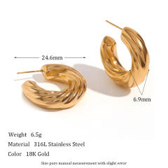 18KG chunky open hoop stainless steel earrings
