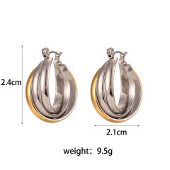 Hiphop chunky stainless steel open hoop earrings