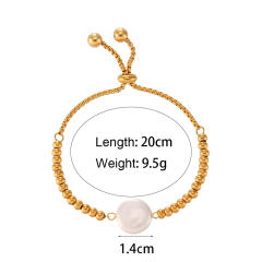 18KG stainless steel bead baroque pearl slide bracelet