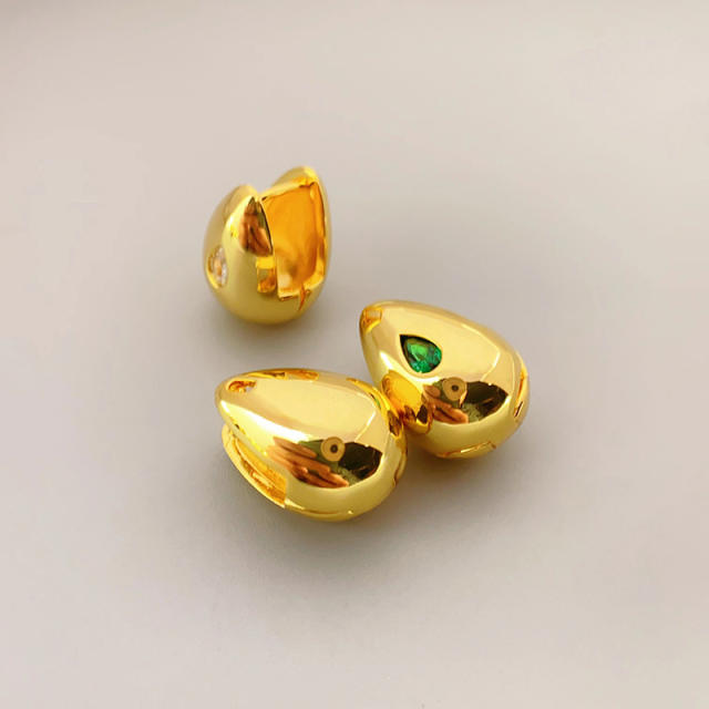 Chunky 18KG teardrop shape copper huggie earrings