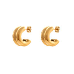 Hiphop chunky stainless steel open hoop earrings