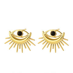 Vintage enamel evil eye stainless steel earrings