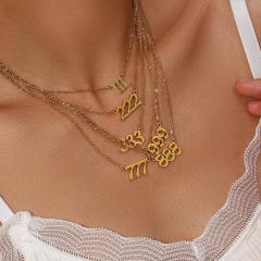Vintage angel number stainelss steel dainty necklace