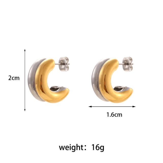 Hiphop chunky stainless steel open hoop earrings