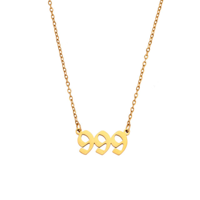 Vintage angel number stainelss steel dainty necklace
