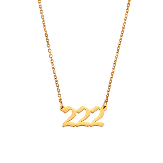 Vintage angel number stainelss steel dainty necklace