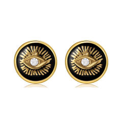 Vintage enamel evil eye stainless steel earrings