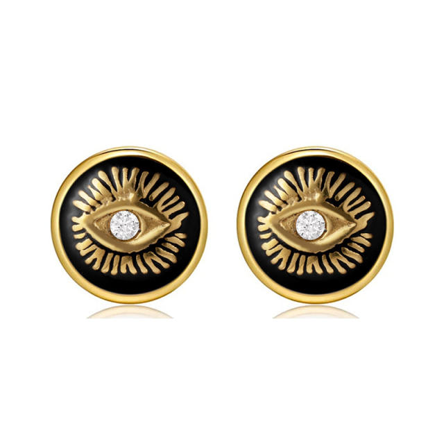 Vintage enamel evil eye stainless steel earrings