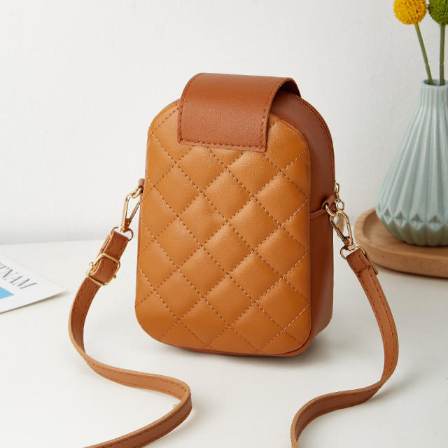 Casual small quilted PU crossbody bag