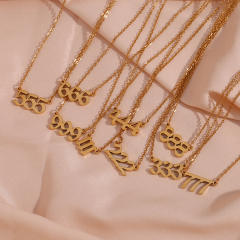 Vintage angel number stainelss steel dainty necklace
