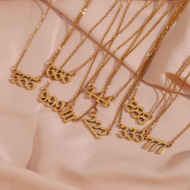 Vintage angel number stainelss steel dainty necklace