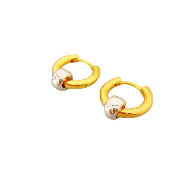Chic 18K gold plated copper huggie earrings