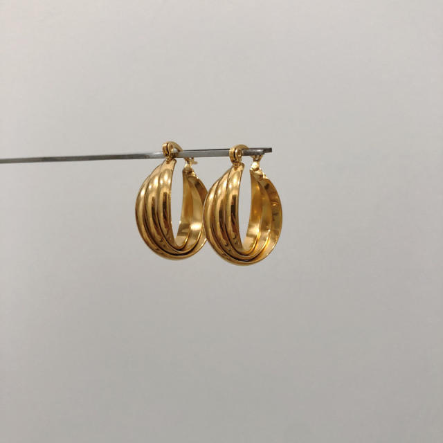 Hiphop chunky stainless steel open hoop earrings