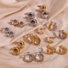 Hiphop chunky stainless steel open hoop earrings