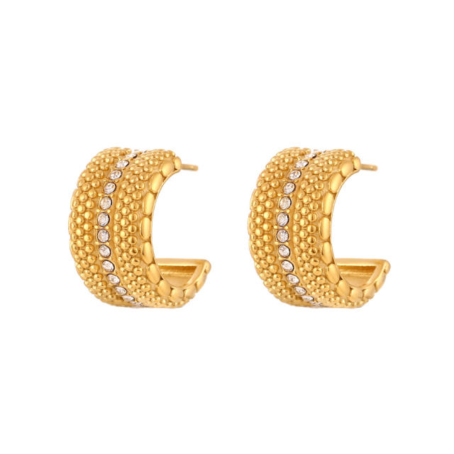 18KG gold palted open hoop chunky stainless steel earrings