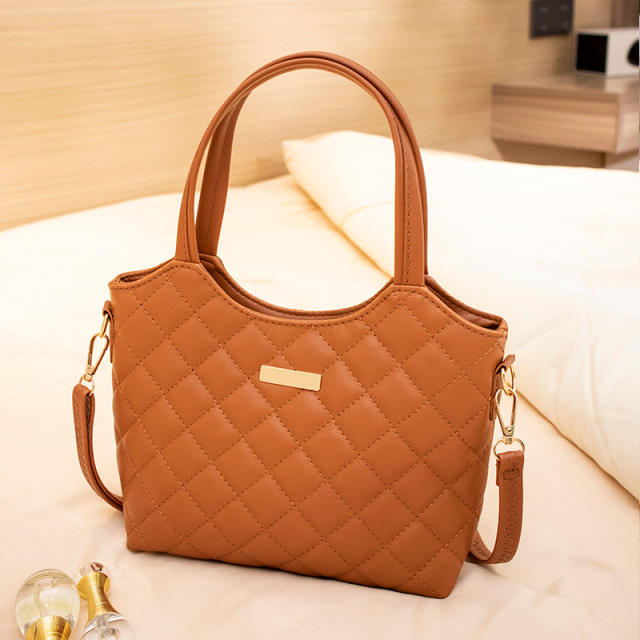 Classic quilted PU leather small tote bag crossbody bag