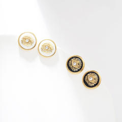 Vintage enamel evil eye stainless steel earrings