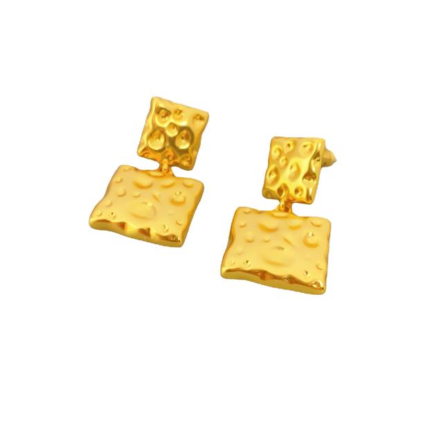 Vintage 18KG copper square dangle earrings