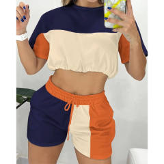 Casual cropped tops shorts set