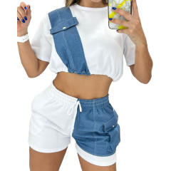 Casual cropped tops shorts set