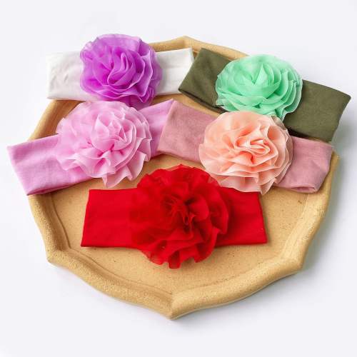 Blooming flower plain color baby headband
