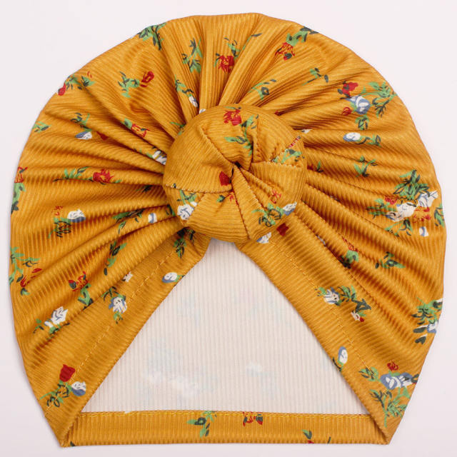 Sweet floral pattern cute bun baby bonnets headband