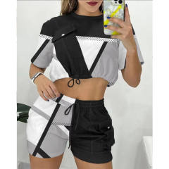 Casual cropped tops shorts set