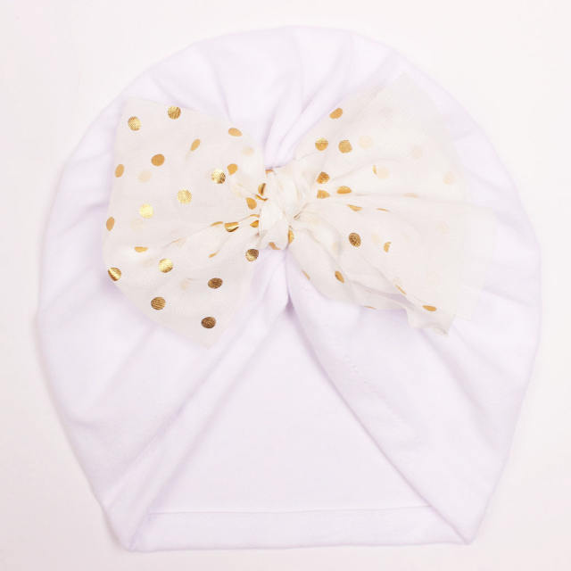 Polka dots bow baby bonnets headband+