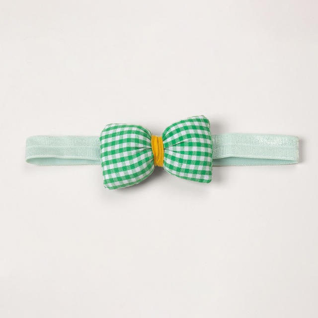 Summer sweet plaid bow baby headband