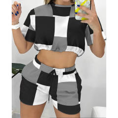 Casual cropped tops shorts set