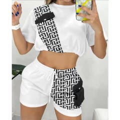 Casual cropped tops shorts set
