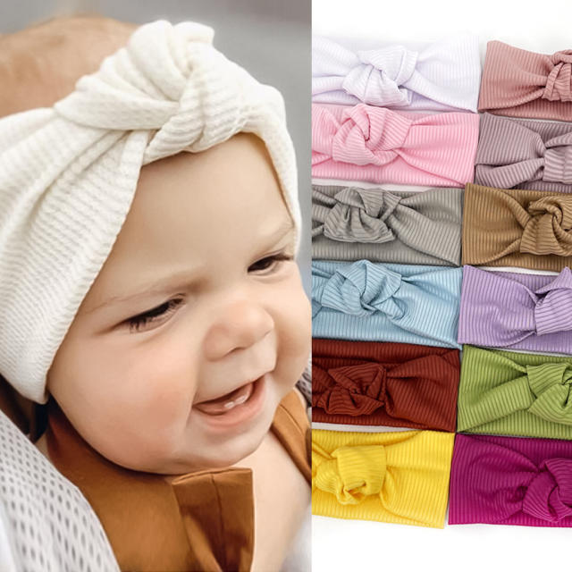 Plain color turban headband for baby