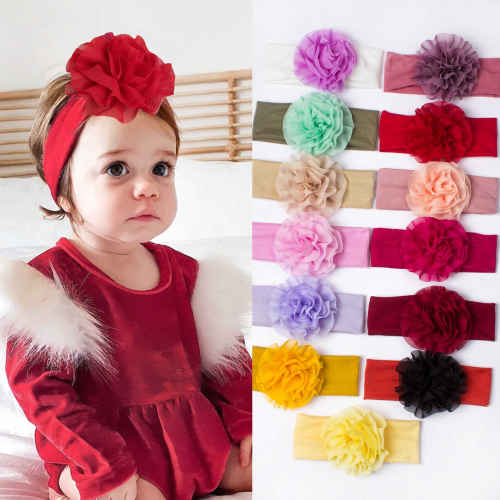 Blooming flower plain color baby headband
