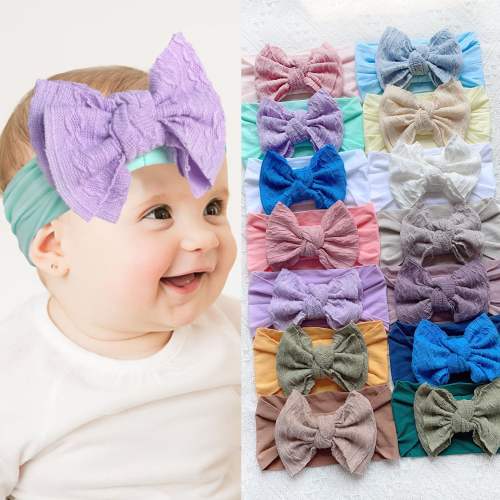 Candy color sweet bow nylon baby headband