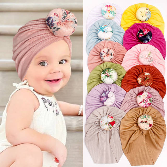 Sweet floral bun baby bonnets headband