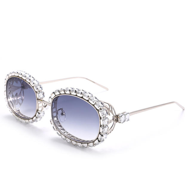 Punk trend colorful rhinestone diamond metal sunglasses