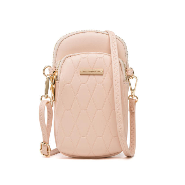Korean fashion solid color PU leather mini phone bag crossbody bag