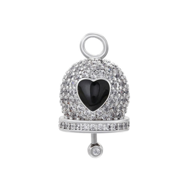 Color enamel heart diamond bell copper pendant diy jewelry