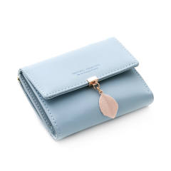 Concise leaf buckle PU leather women wallet