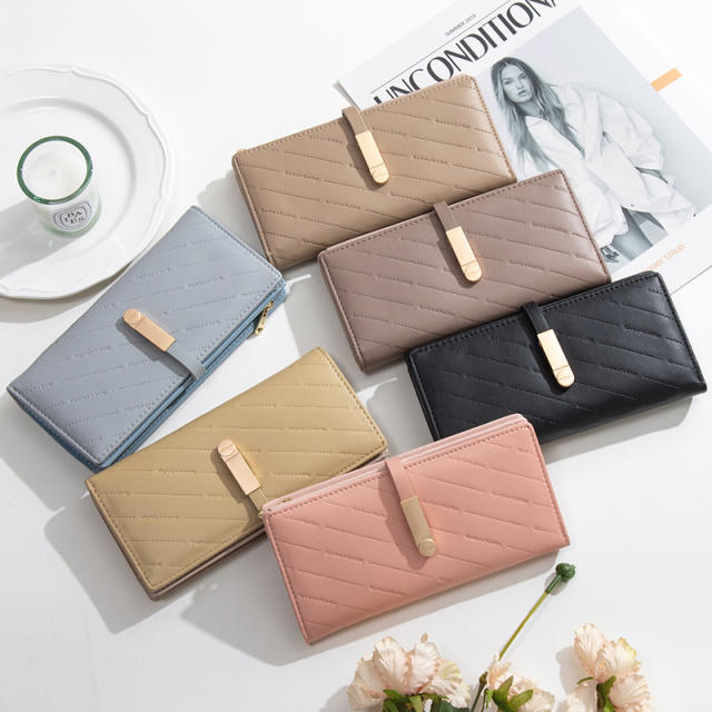 Korean fashion plain color PU leather women wallet