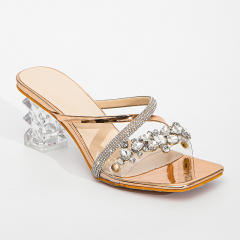 Diamond block heel sandals